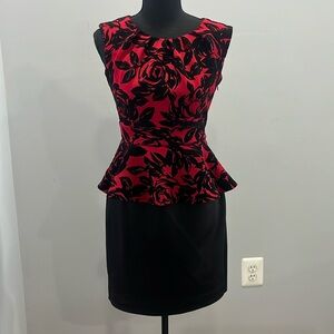 Black and maroon. Peplum dress